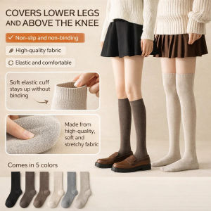 Autumn/Winter Warm Over-the-knee Socks Japanese Style Warm Over-the-knee Socks Fleece-lined Thickened Terry Cloth Socks