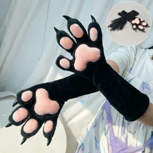 SHIRUI Faux Fur Animal Fursuit Paw Gloves with Nails Plush Pads Animal Claw Mittens  Cartoon Cosplay Paw Glove Gifts
