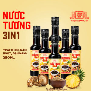 [Tặng nước tương Shiitake 125ml] Combo 6 chai Nước tương 3 trong 1 Làng Chài Xưa từ trái thơm nấm ngọt và đậu nành chai 250ml
