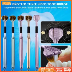 【Free Gift】4PCS/Set Three-sided Toothbrush 3D Deep Cleaning Oral Care Brush Soft Bristles Protect Sensitive Gum Ultra Fine Soft Toothbrush Soft Fiber Bristle Brush Oral Health earphea