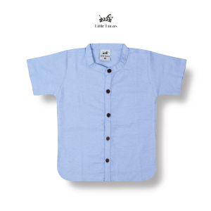 little lucas kemeja anak laki laki katun linen ice blue