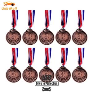 [UEB Mall]10Pcs Gold Award Medals Zinc Alloy Silver Award Medals with Neck Ribbon Bronze Award Medals for Classrooms Office Games