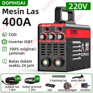 DOMHOAI Mesin Las MMA-250 Inverter Las Listrik Logam Trafo Las Mesin Las Gasless Mesin Las Tampilan Digital Definisi Tinggi Portabel