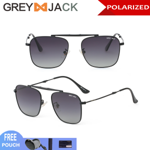 Grey Jack Kacamata Hitam Sunglasses Polarized Foldable Metal Bentuk Kotak Anti UV400 Lipat 2360
