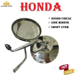 HONDA Click V1 125 & 150 CIRCLE SIDE MIRROR MOTORCYCLE ROUND TYPE SHORT STEM HIGH QUALITY ACCESSORIES