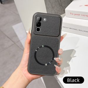 Simple For Infinix Hot 70 60i 50 40 30 10S T 9 Pro Plus Spark GO 5G 2025 40 20 Pro 5G Magnetic Back Cover Soft Leather Veneered Phone Silicone Casing