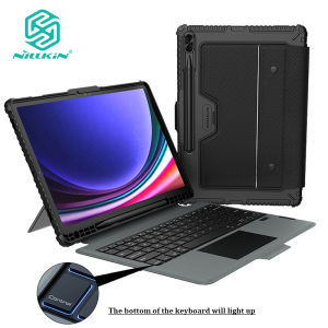 Nillkin 3 in 1 iPad Protective Case for Samsung Galaxy Tab S9 Plus / S10 Plus Bluetooth Keyboard Case for Samsung Galaxy Tab S9 Plus Back Cover ( Comes with a Backlight bluetooth keyboard )