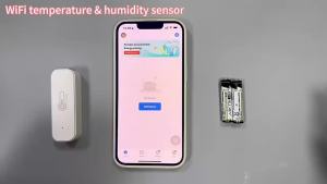 (HD1)Tuya WiFi Temperature Humidity Sensor Indoor Humidity Sensor Battery Powered Application Monitoring Alexa Home Voice
