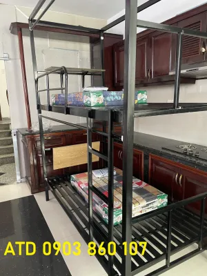 Giường tầng trụ 44 màu đen nhận làm thêm bàn học và rèm giá rẻ