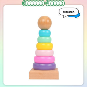 [Choo Choo Toy] Rainbow Tower Stacking Toy Wooden Toy Stacking Rings Montessori Toys 叠叠乐 Mainan Baby - BT100