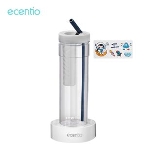 ECENTIO Blue 780ml Botol Air Minum Sedotan Tumbler Sticker Anti Bocor