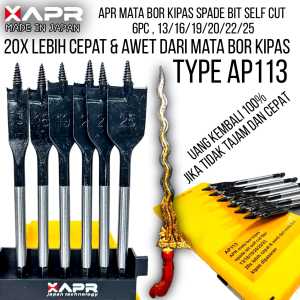 Apr mata bor KIPAS spade bit self cut type ap113 fullset mata bor kayu 13 16 19 20 22 25 mm