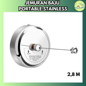 2.8m Jemuran Baju Portable Stainless 304 Tali Jemuran Retractable Clothes Line Retractable Tali Clothesline Clothes Hanger