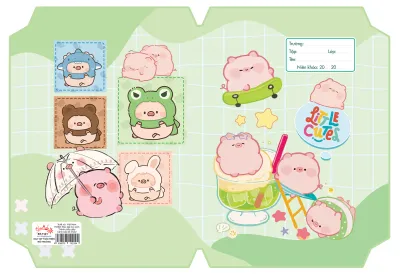 (HÀNG MỚI) Set 10 Giấy Bao Tập Thân Thiện Môi Trường Mẫu Natra Babythree Hoạt Hình Có sẵn Keo Dán 15.5x20.5cm