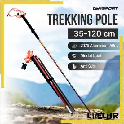 TaffSPORT Tongkat Hiking Lipat Trekking Pole Aluminium 120cm - 7075 LHELUR