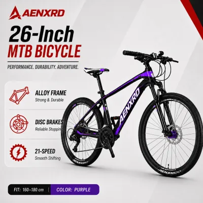 AENXRD Bike 26’‘ MTB Bicycle Alloy frame 21-Speed Disc Brake Unisex Made in Japan 180kg max load