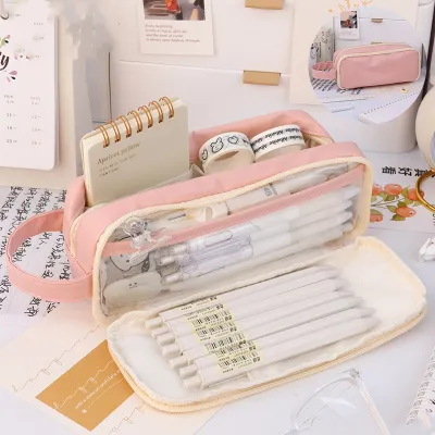 Tempat Pensil Pencil Case Large Capacity Transparan Kantong Pensil Kapasitas Besar Perlengkapan Sekolah Tempat Pena