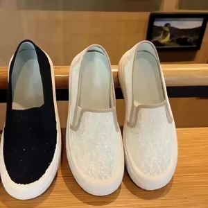 WomenS Summer New Lace Mesh Breathable Fisherman Shoes Shallow Flat Casual Thick-Soled WomenS Shoes
