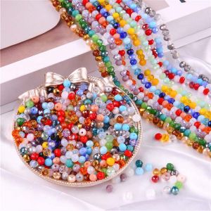 100ชิ้น/ถุง6X4มม. สีผสมรูปทรงกลมลูกปัดแก้วคริสตัลหลวม Spacer ลูกปัดทรงกลมสําหรับสร้อยคอสร้อยข้อมืองานประดิษฐ์ทําด้วยตัวเอง