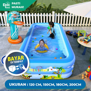 (BISA COD) kolam renang anak jumbo petak karet bahan tebal 2.1M kolam renang anak besar murah Inflatable Swimming Pool For Kids ukuranbesar