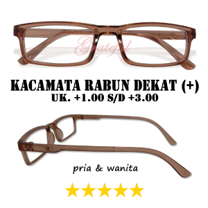 PROMO - Kacamata Super Fokus +1.00 s/d +3.00 Frame Full Bingkai Warna Coklat bening Persegi Panjang Frame Agak Lentur LENSA PLUS Bisa Di Pakai Cewek Cowok - BISA COD MURAH