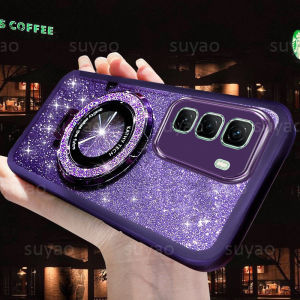 เคส Hot50 Infinix Pro + เคสสำหรับ Hot50 Infinix เคสแหวนวาว Infinix Hot 50 Pro +/Infinix Hot 50pro/Infinix 50 4G 5G ตัวยึดป้องกันการกระแทกมีกากเพชรแม่เหล็กหรูหรา TPU สาวน่ารักปลอกอ่อนบางกันกระแทกฝาหลังแบบเชลล์เต็มรูปแบบ