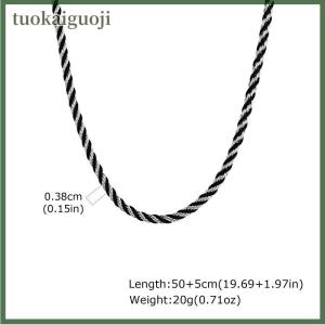 tuokaiguoji สร้อยคอโซ่เกลียวสีดำสีเงินสำหรับผู้ชายปลอกคอแบบโซ่เกลียวสเตนเลสขนาด50-55ซม. เครื่องประดับใหม่ยอดนิยม