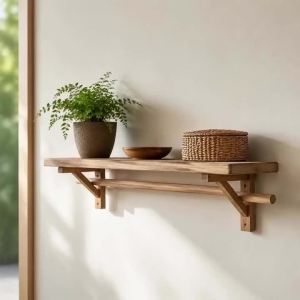 FFBH Solid Wood Organizer Shelf Multifunctional Wall Decoration Storage Shelf Minimalist Aesthetic Creative Wood Rack Home Furniture 2B5Z7