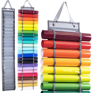 12/24/48 Compartments vinil Roll Storage Holder Hanging Bag rak Wall Mount Craft Vinyls Organizer
