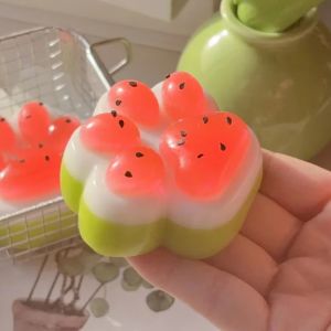 CRNGW Watermelon Cat Paw Squeeze Paw Design Realistic Sensory Fidget Ball Boys Girls Pinch Slow Rebound Toy Kids Adults