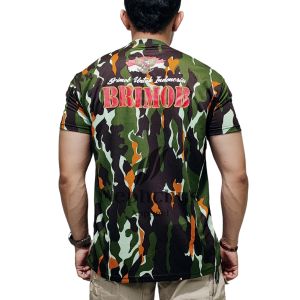 Kaos Polisi Pria Korps Brimob untuk indonesia Dri-fit serat Waffle Lengan Pendek