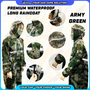 🧥 Premium Long Raincoat Jacket Motorcycle Bike Bicycle Baju Hujan Oxford Rain Coat Green Tea 防水连身雨衣