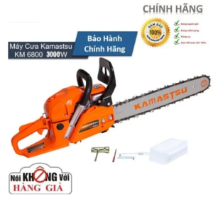 máy cưa xích chạy xăng kamastsu km6800 chính hãng hoạt động mạnh mẽ bền bỉ tốn ít nhiên liệu