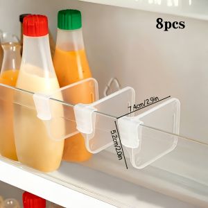 8pcs Heavy-Duty Transparent Refrigerator Side Door Organizer Dividers - Customizable Space Management for Kitchen Storage Icebox Storage Partition