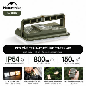 Đèn Camping Naturehike Starry Air 800LM Đèn Cắm Trại 3 Màu Ánh Sáng Pin 5000mAh IP54 Nam Châm Type-C CNK2650ZM010