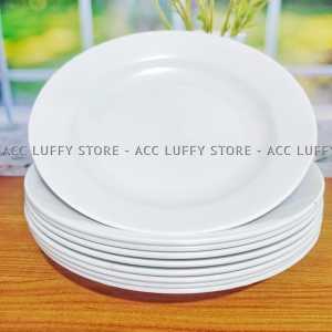 PROMO 12 PCS PIRING 21CM SEMI MELAMIN MAKAN SEMI MELAMINE PUTIH