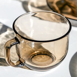 2 Cốc thủy tinh Hổ Phách Có Quai 450ml cao cấp chịu nhiệt + Tặng kèm Muỗng inox