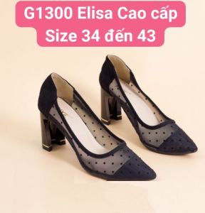 E1300 - GIÀY ELISA CHẤM BI – MÀU ĐEN – MÀU KEM
