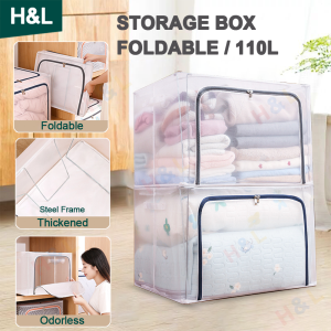 🚚SG Seller🚚Transparent Dust-proof Thickened Foldable Storage Box /wardrobe storage /wardrobe organizer stackable storage box /Large Capacity Clothes Storage Bag with Handles and Sturdy Zipper for Home Bedroom Closet Office