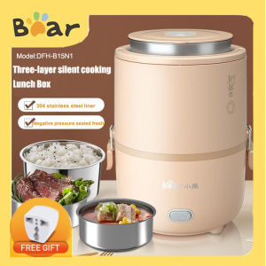 Bear Hộp Cơm Điện Hộp Cơm Trưa Nấu Ăn Giữ Nhiệt Giữ Nhiệt Ba Lớp Kín Đáo DFH-B15X3