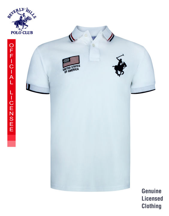 xzx180305 Beverly Hills Polo Club Mens Polo POLO shirt in White