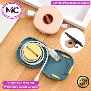 Tempat Kabel Charger Kotak Penggulung Headset Penyimpanan Penggulung Kabel Data Holder Standing HP Kotak Organizer Gulingan Kabel Model Putar Praktis