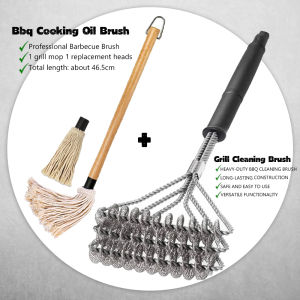 Multifunction Triple Stainless Steel Scrubbing Heads Barbecue Grill Cleaning Brush Metal BBQ Cleaner BBQ Grill Brush Cleaner