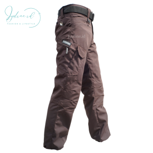 Jyuline Celana Cargo Tactical Pria Panjang Polri Warna Coklat Pramuka Ukuran Normal 28-40