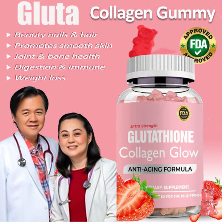 Glutathione Collagen Gummies 60PCS Anti-Aging Whitening Skin Collagen ...