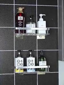 [OKLIFE®]Anti Rust Aluminum Shower Caddy No Drill Wall Rack Heavy Duty Design With Towel Hooks for Bathroom Daily Storage