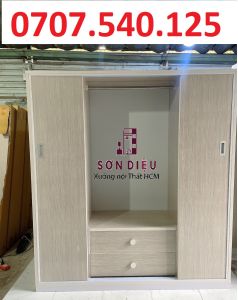 Tủ nhựa đài loan 4 cánh màu sồi kem [ Hàng cao cấp ] Miễn phí giao hàng