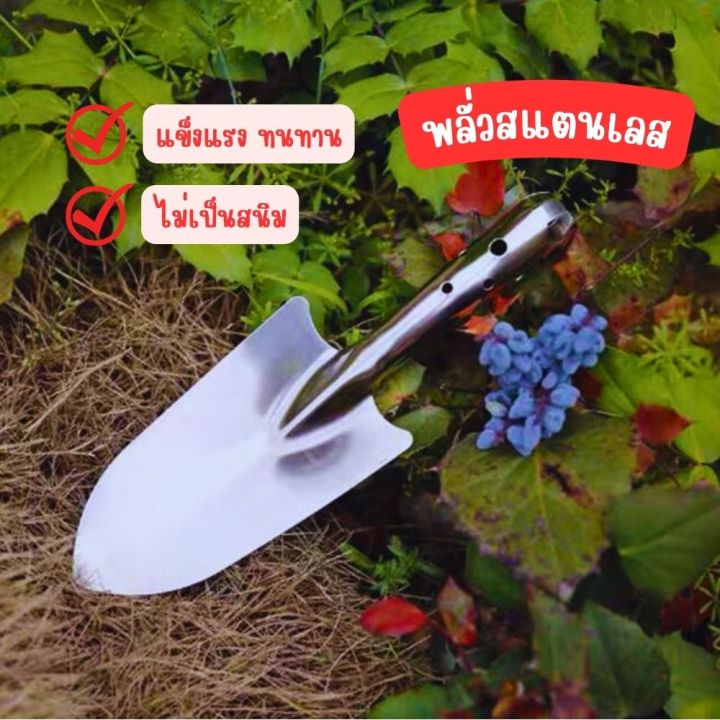 พลั่วสแตนเลส ช้อนปลูกพรวนดิน ขนาดใหญ่ หนาพิเศษ