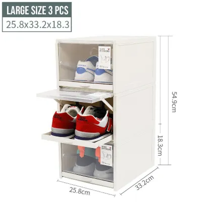 🇸🇬 🔥 Koala Home 3PCS Sliding Shoe Box/Shoe Rack/Transparent Shoe Box/Storage Stackable Shoe/Plastic Shoe Cabinet AJ