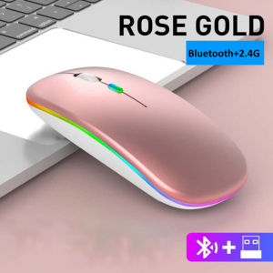 Rechargeable Wireless Bluetooth Mouse 5.1 / 2.4G LED Backlit Ultra-thin Mouse Silent Click For TV Laptop Tablet
